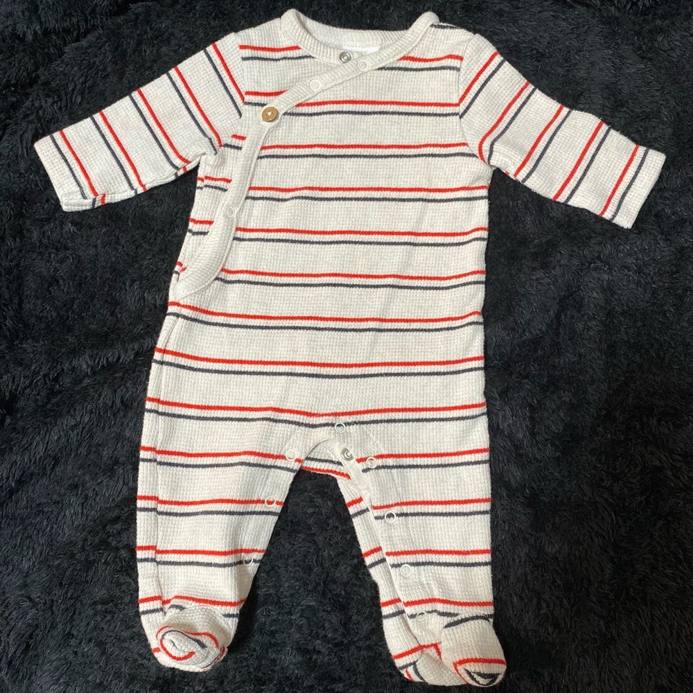 Ever and Ever striped waffle knit footie